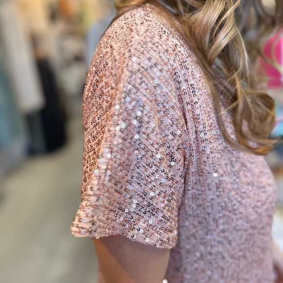 Boutique - Rose Gold Sequin Party Special Event Glam Midi Dress, Sz S, M,L NWT - Picture 2 of 9